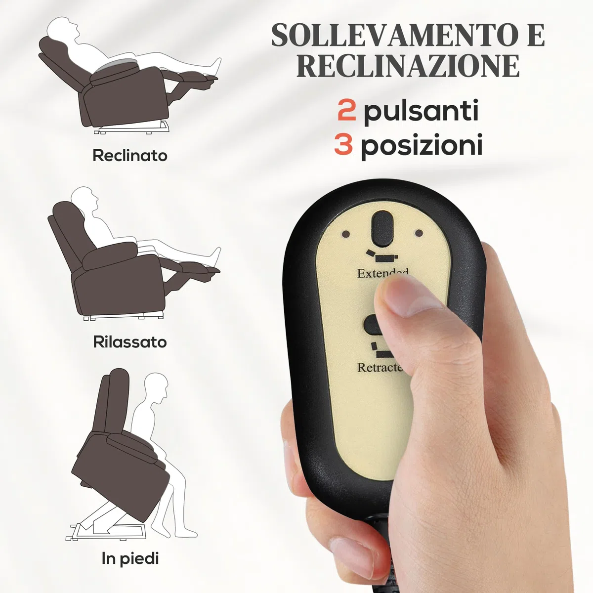 HOMCOM Poltrona Elettrica Alzapersona Reclinabile in Tessuto Antigraffio, Poltrona Relax Elettrica con 8 Punti Massaggianti, Riscaldamento, Poggiapiedi e 2 Telecomandi, Marrone