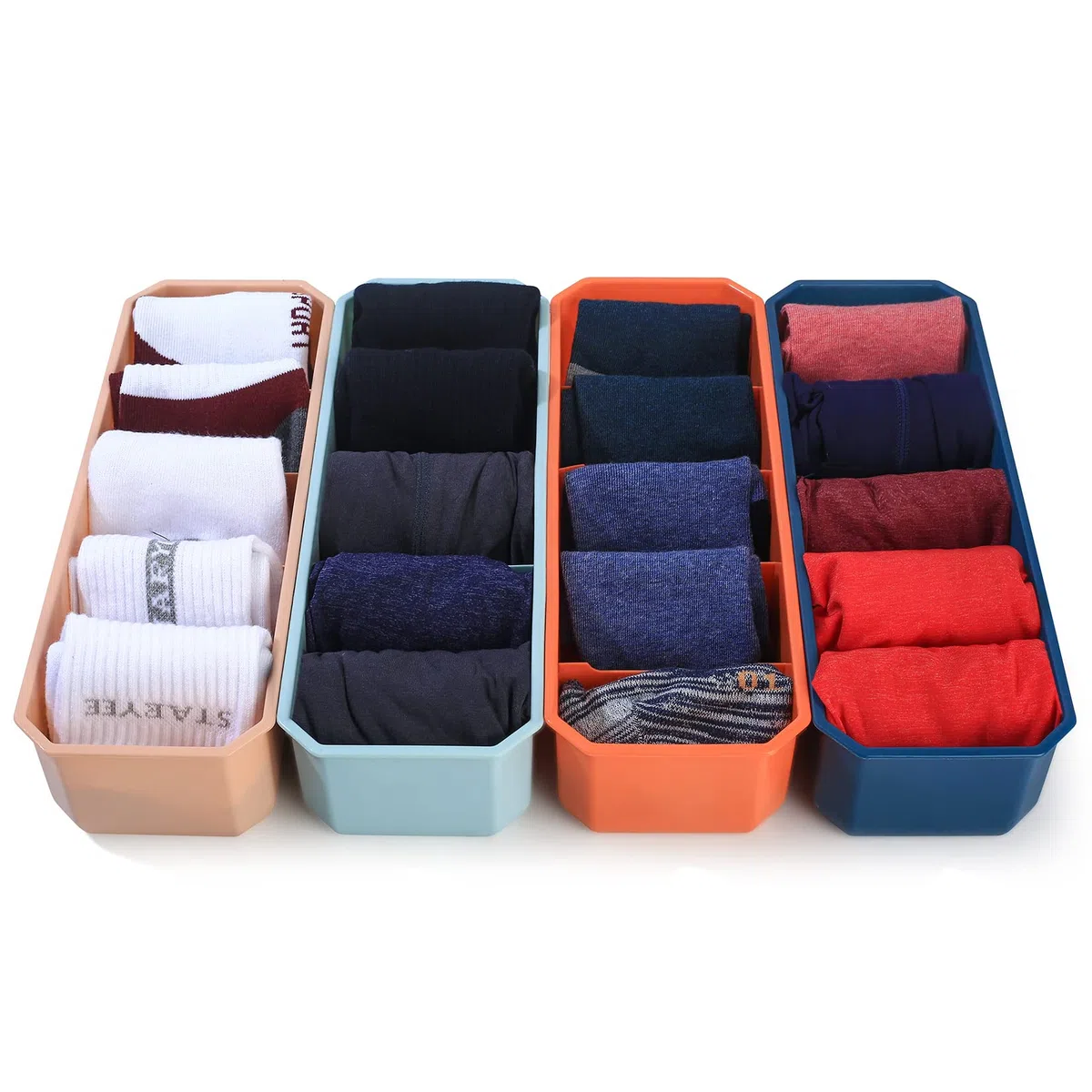 Fulushouxi 4 Pezzi Organizer Cassetti, Contenitori per Calzini Biancheria Intima, Organizzatore per Cassetti Armadio, Divisori per Cassetti Casa, Reggiseni, Calzini, Mutandine