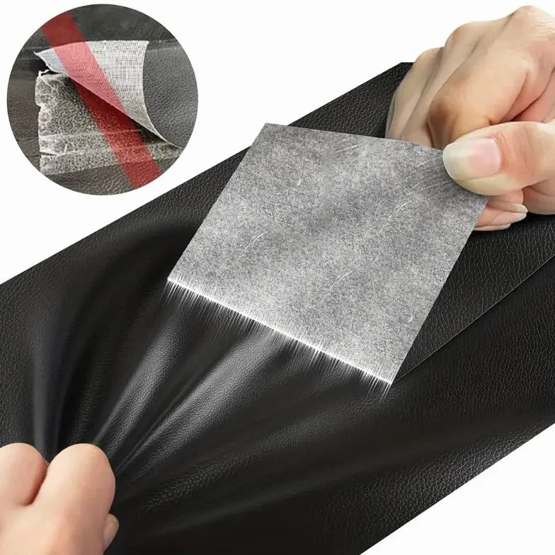LEATHERPATCH Pelle Adesiva per Riparazioni per Divani 300x40 cm Nero