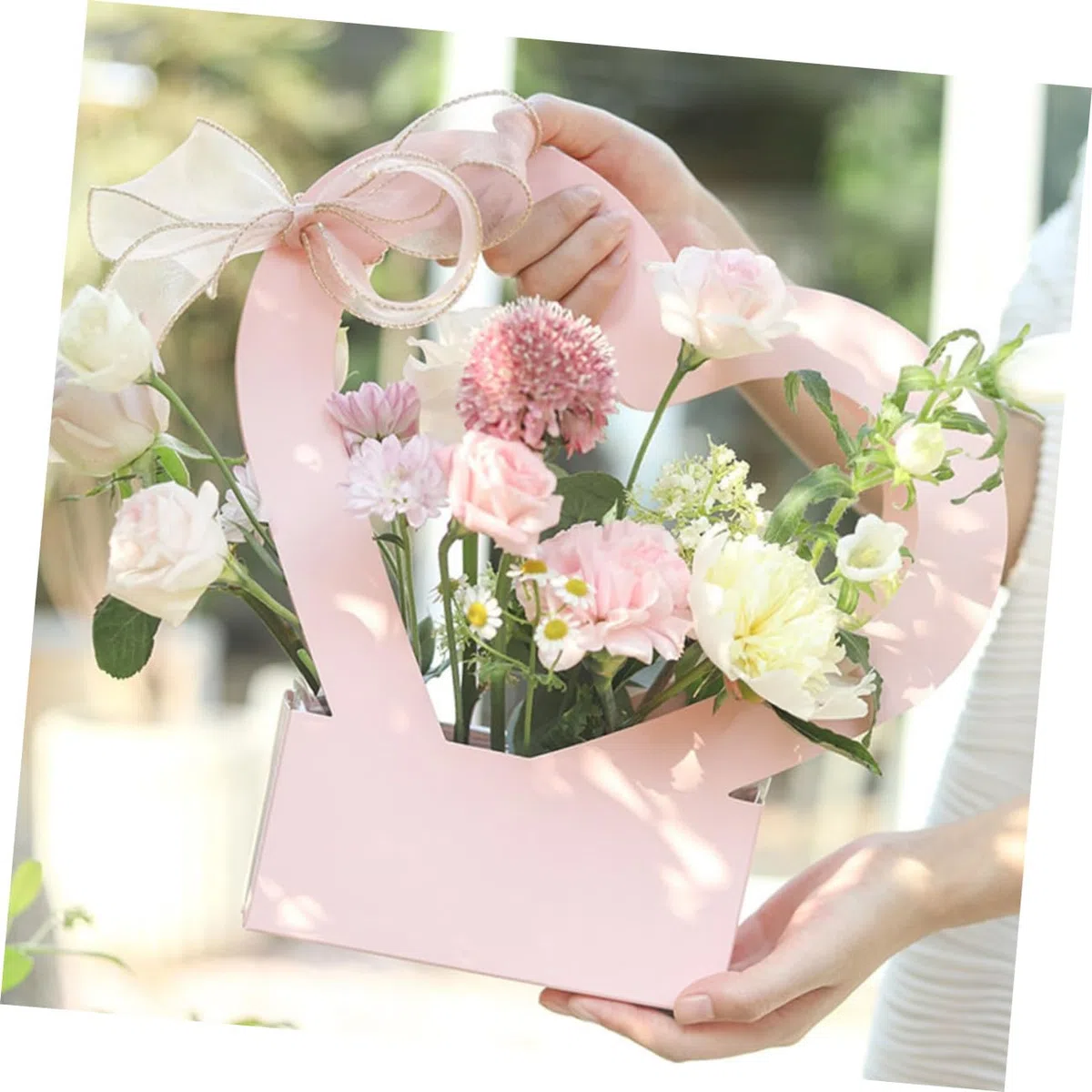 Healifty 4pezzi Scatole Floreali Forma Di Cuore Confezione Da Carta Resistente Per Bouquet Eleganti Per Matrimonio E Feste Design Romantico E Multifunzionale