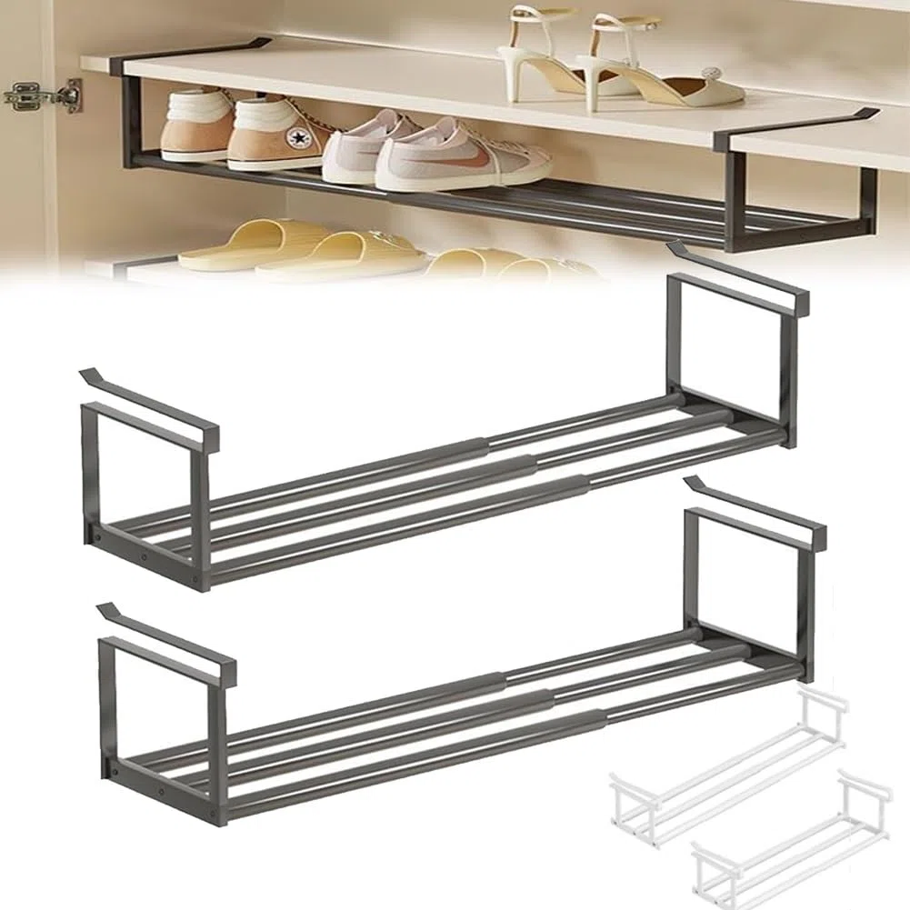 Slimdescent Cabinet Telescopic Shelf Shoes Rack, Retractable Expandable Shoe Rack Organizer for Closet, Upright Tall Skinny Slim Vertical Shoes Racks, Storage Narrow Standing Entryway(A#2PCS)