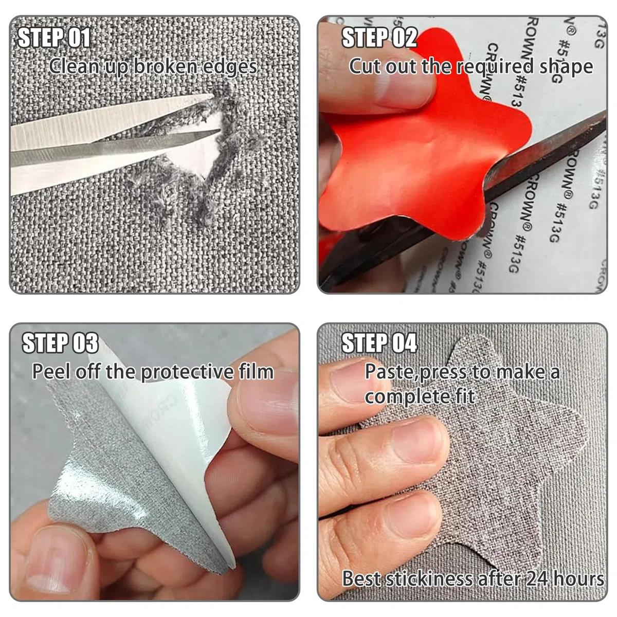 3 toppe autoadesive in tessuto di lino, grandi toppe di riparazione per divani, sedie, scarpe e vestiti, kit di riparazione per tappeti grigio scuro, facili da tagliare e riutilizzabili (20,3 x 27,9