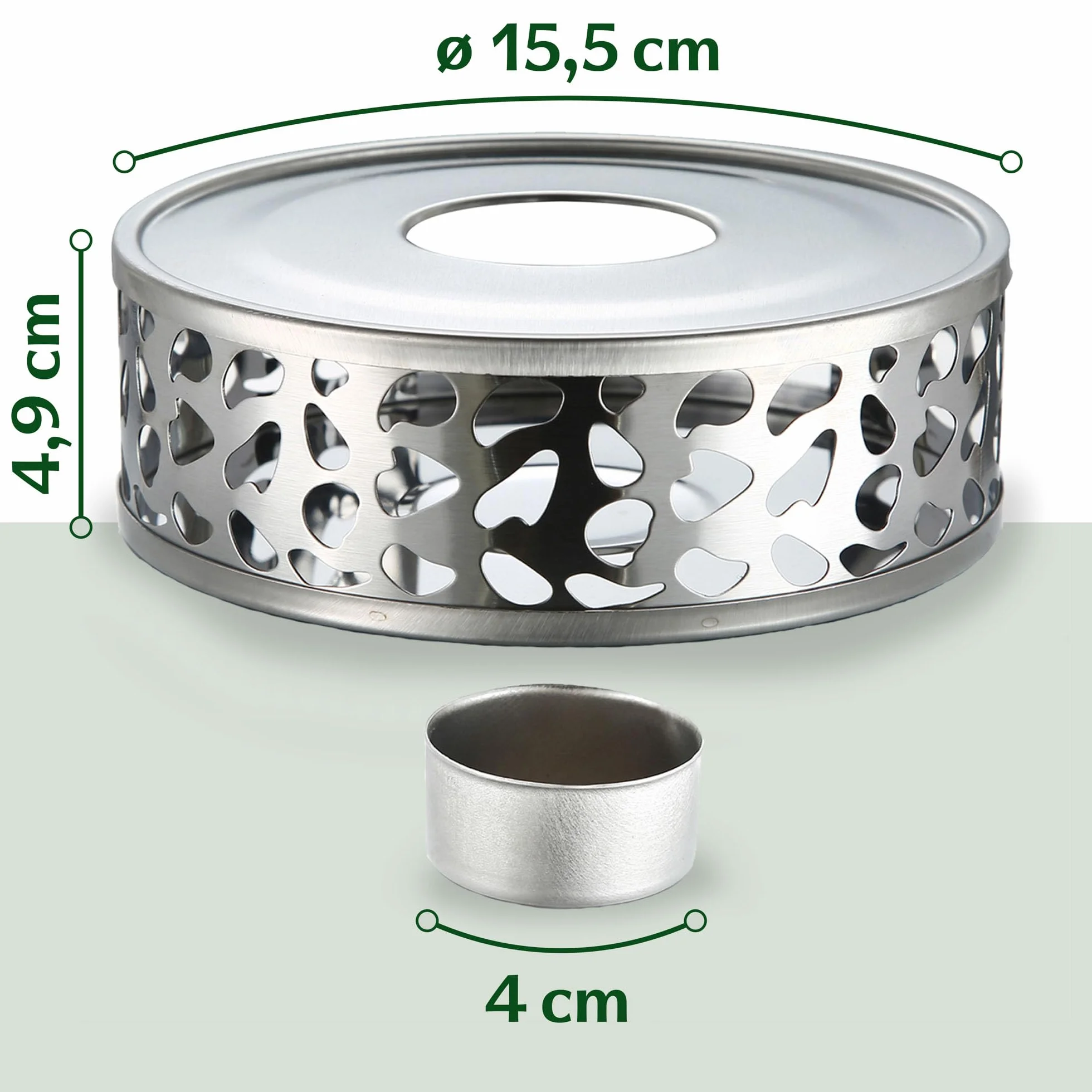 Cosumy Scalda Teiera con Porta Candele - Acciaio Inox - Mantiene il Calore - Per Teiere, Caffettiere, Cioccolato Fondente