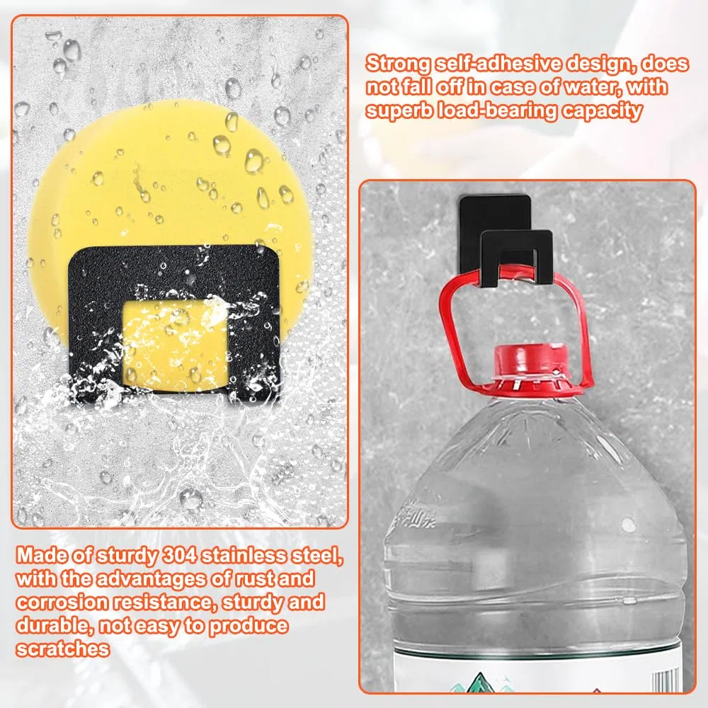 4Pezzi Porta Spugna per Lavello Nero,Porta Spugna in Acciaio Inossidabile,Porta Spugna Autoadesiva,Porta Spugna da Cucina,Scolapiatti Porta Spugna senza trapano,per Lavello della Cucina Bagno