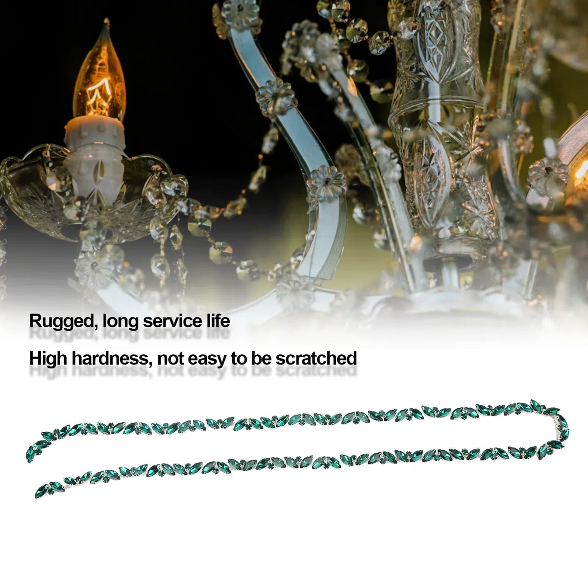 Tnfeeon Catena di Rifiniture con di Vetro da Cucire su, Catena Stretta per Gioielli Fai da Te, Decorazioni per Matrimoni(Buco Verde)
