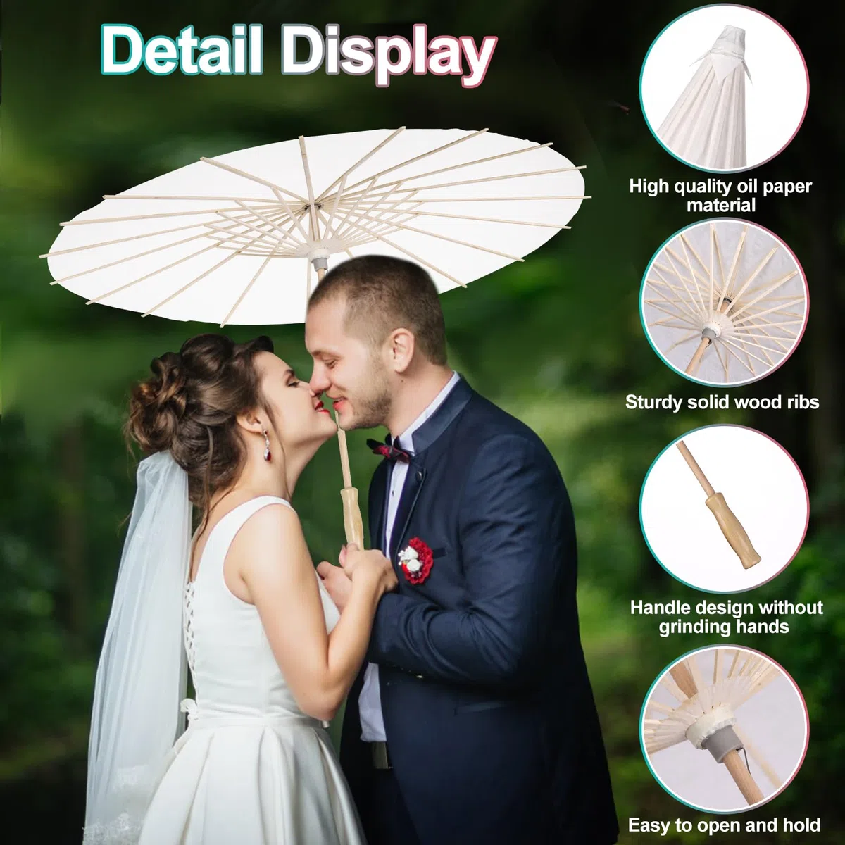 4 pz Ombrello di Carta 60CM Cinese Giapponese, Bianco FAI DA TE Ombrello Decorativo per Matrimonio