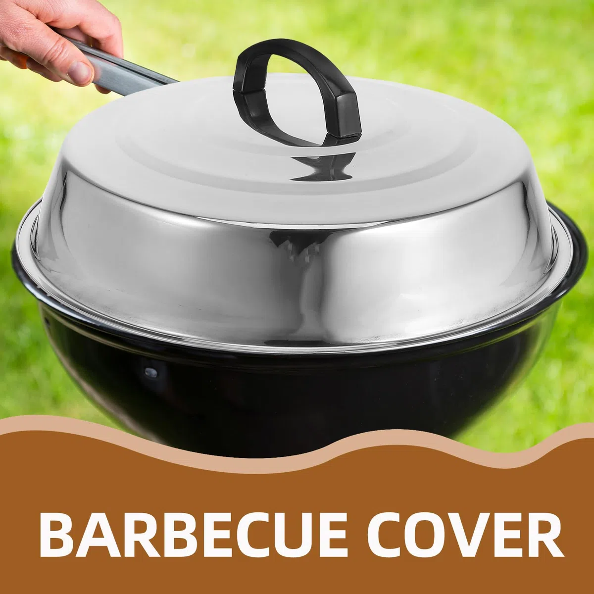 Copertura per Barbecue in Acciaio Inox 32 CM, Coperchio a Cupola per Bistecca Struttura Robusta, Adatto per Cucina all'Aperto e Campeggio