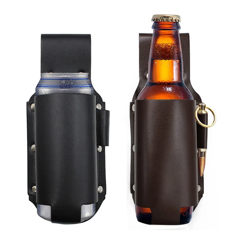 HUYIWEI Fondina per Birra Classica per Uomo,2 pezzi Fondina per Birra da Cowboy,Beer Holster Beer Belt come regalo per uomini, idee regalo per amici, papà, colleghi, barbecue party