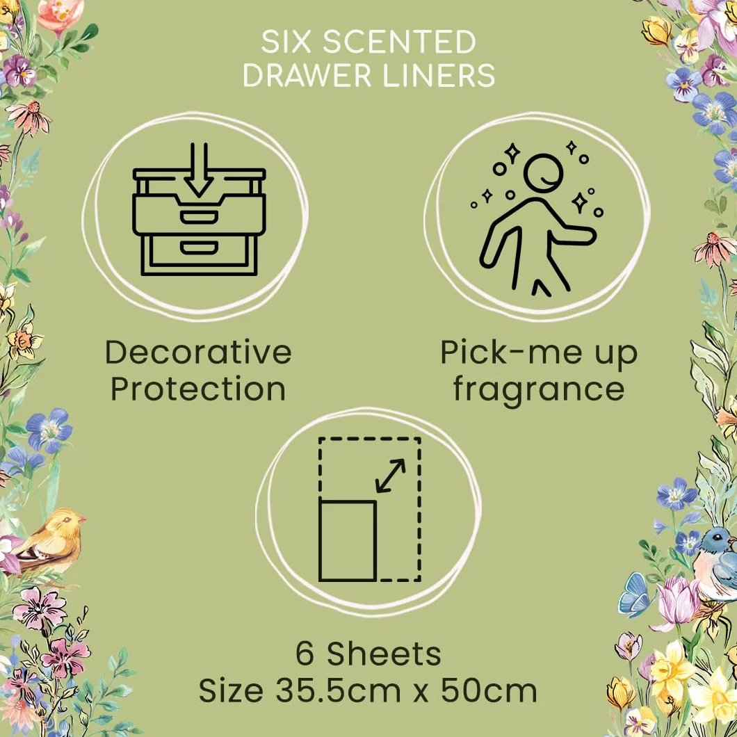 Heathcote & Ivory Fodere per cassetti, 6 fogli profumati, aggiungono stile e fragranza a cassetti, armadi, camere da letto, cucine e bagni, cruelty e vegan friendly