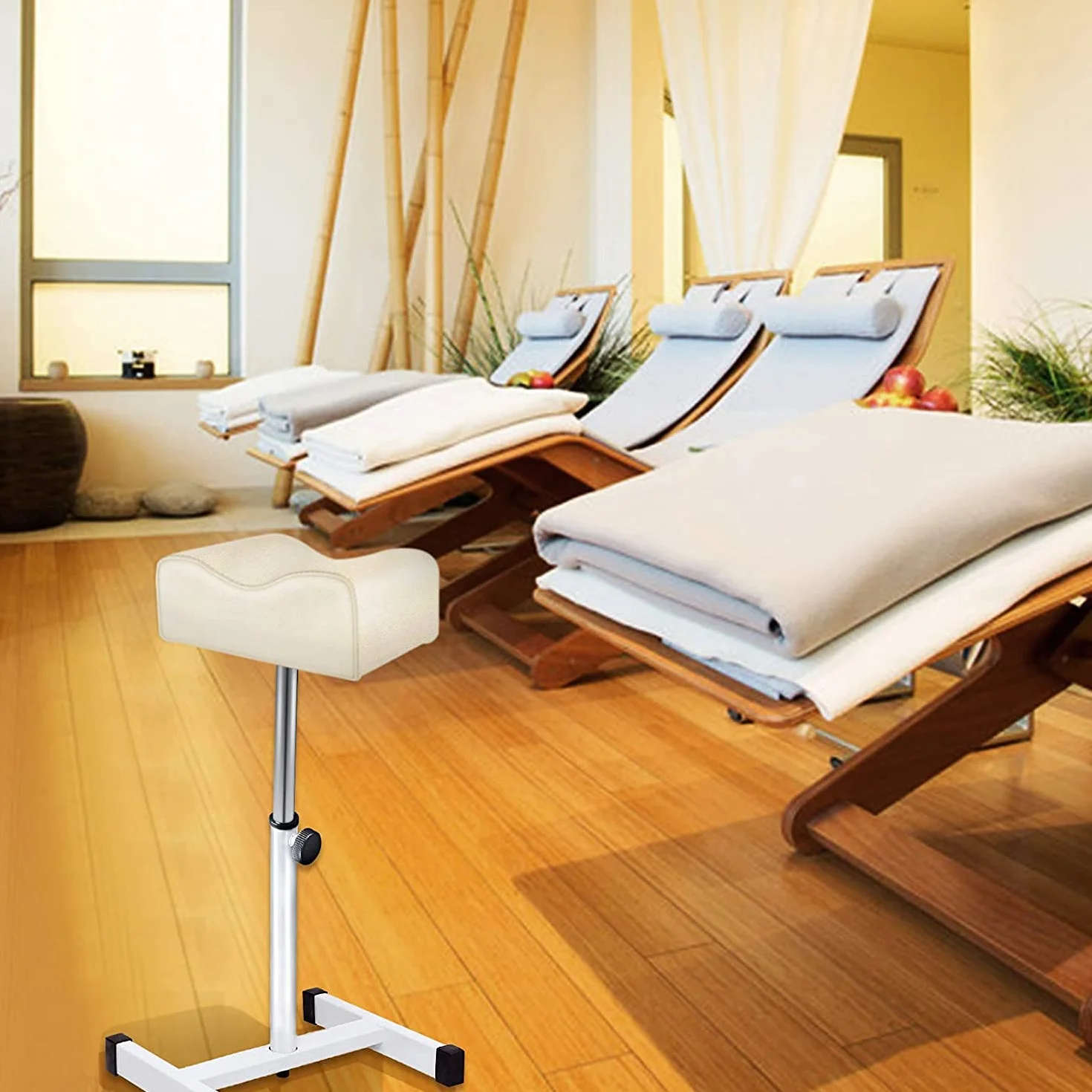 Kalolary Poggiapiedi regolabile in altezza per pedicure, manicure, salone e spa (bianco)
