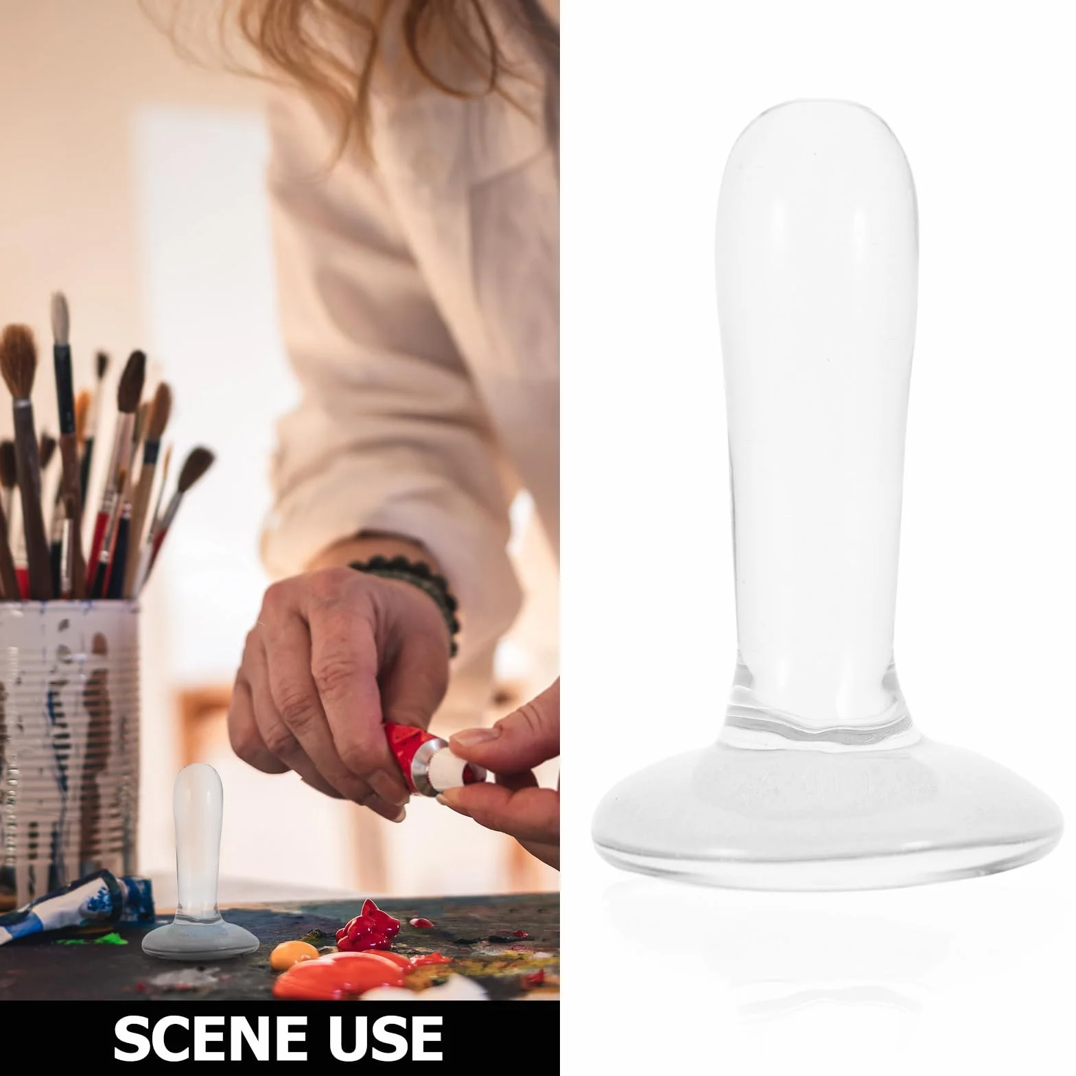 PACKOVE Muller di Vetro per Pigmenti Minerali Resistente e Multifunzionale, Strumento Essenziale per Pittura a Olio e Acquerello degli Artisti