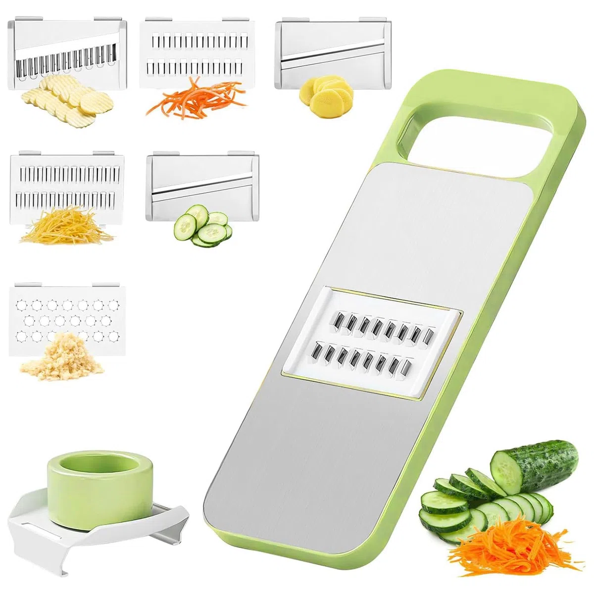 Mandolina per Verdure Professionale Taglia Multifunzione 6 Lame Intercambiabili, Taglia Verdure, Affetta Verdure Manuale per Verdure, Julienne, Grattugia e Chips