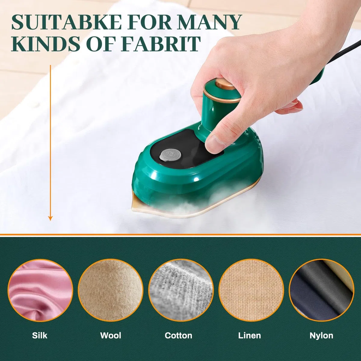 MeYuxg Mini ferro da stiro portatile pieghevole da viaggio Ferro da stiro a vapore Mini ferro da stiro a vapore Ferro da stiro con serbatoio dell'acqua da 50 ml Piastra di base in titanio 30 secondi