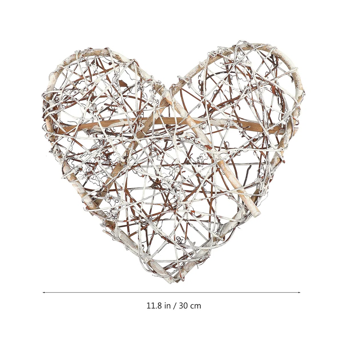 Corona Decorativa a Forma di Cuore in Rattan Naturale per Decorazioni Natalizie e Fai-da-te, per Ambienti Esterni e Feste Design Classico e Materiale Resistente