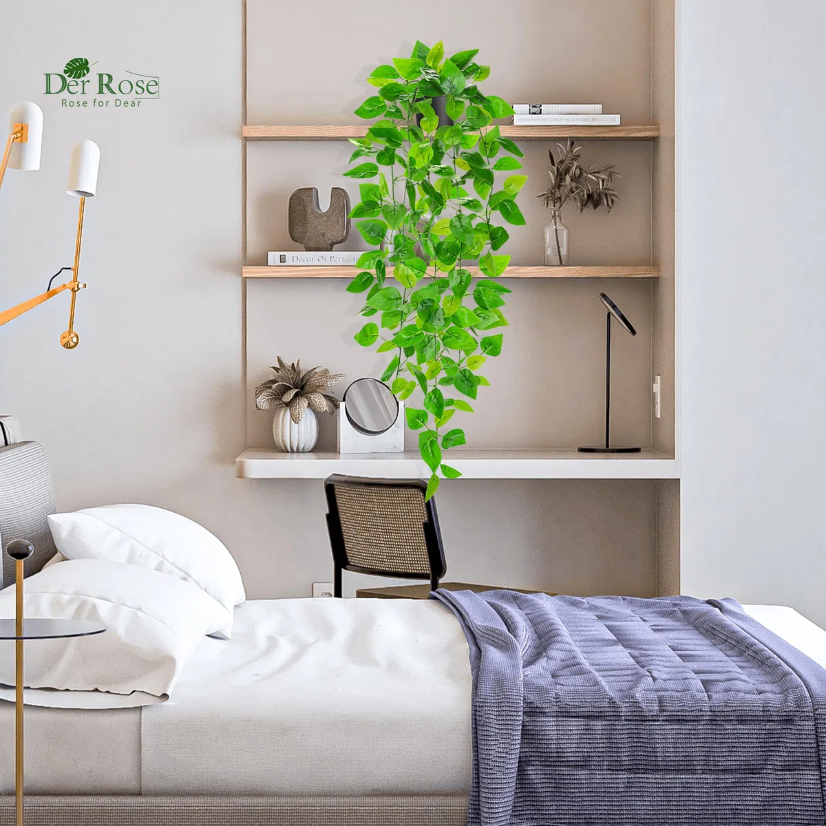 Der Rose Piante artificiali da appendere, 86 cm, piante rampicanti in vaso, per interni ed esterni, per ufficio, casa, soggiorno, bagno, mensola decorativa (1 confezione)