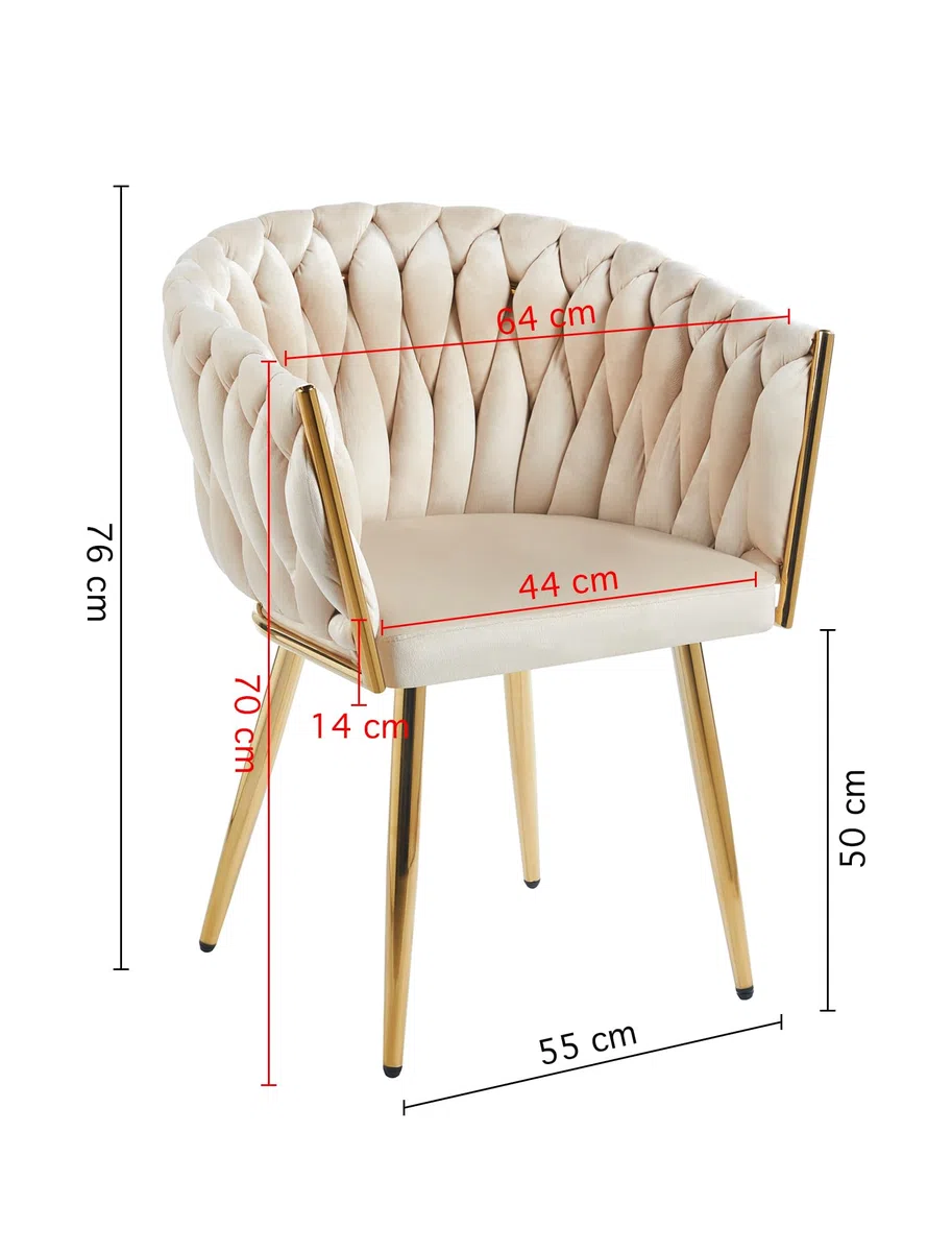 IlGruppone Poltrona con Schienale in Velluto Intrecciato Design Moderno, Sedia Imbottita Circolare con Gambe in Metallo Placcato Oro Poltroncina - Beige