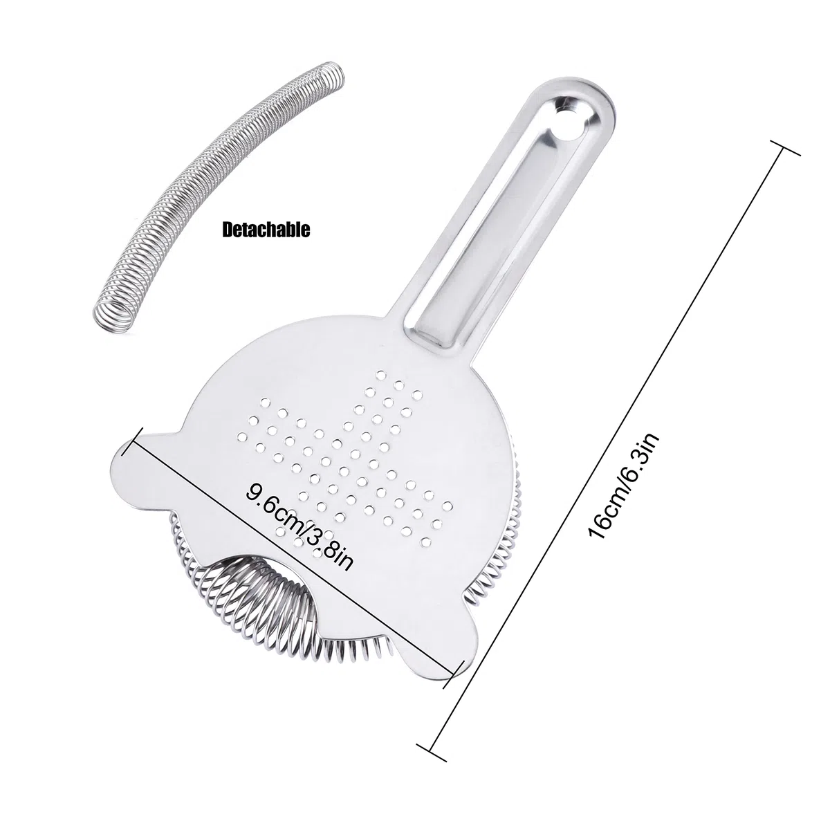 2Pcs Colino da Cocktail in Acciaio Inox - Strumento Professionale Per Bevande, Party, Bar e Club - Argento