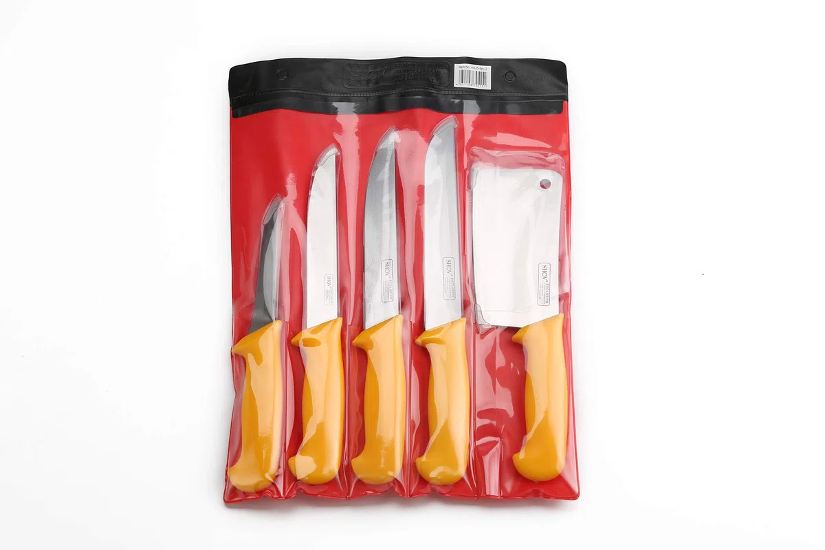 Shov - Set di coltelli da macellaio, 5 pezzi, in acciaio inox, qualità professionale