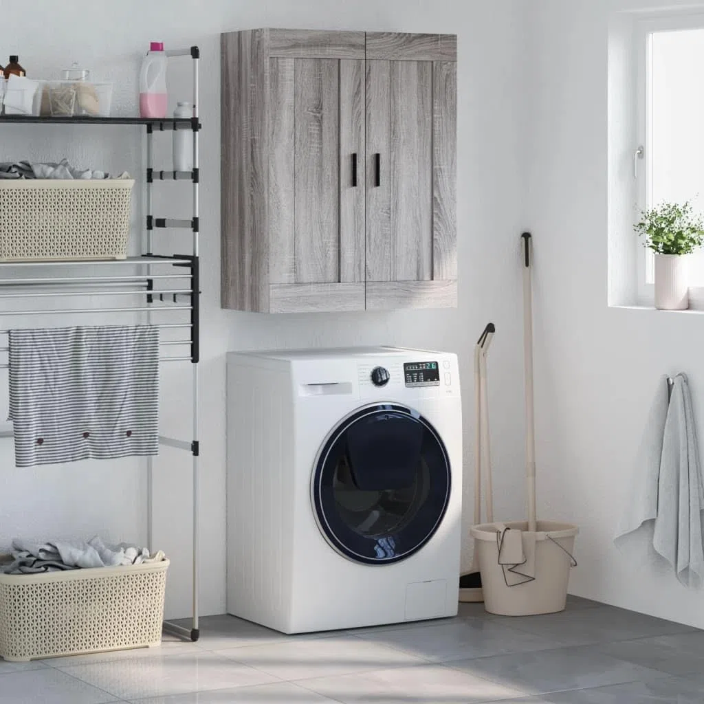 vidaXL Mobile a Parete Grigio Sonoma 69,5x34x90 cm Legno Multistrato, armadietto a Muro, portaoggetti pensile, pensile, pensile a Muro, Mobile pensile