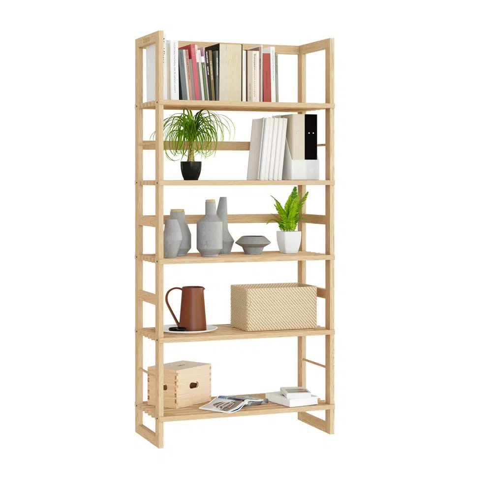 Casaria Scaffale da bagno in Legno 5 Ripiani Mobiletto da Cantina 135,5 x 58 x 27 cm Libreria Salvaspazio Portaoggetti