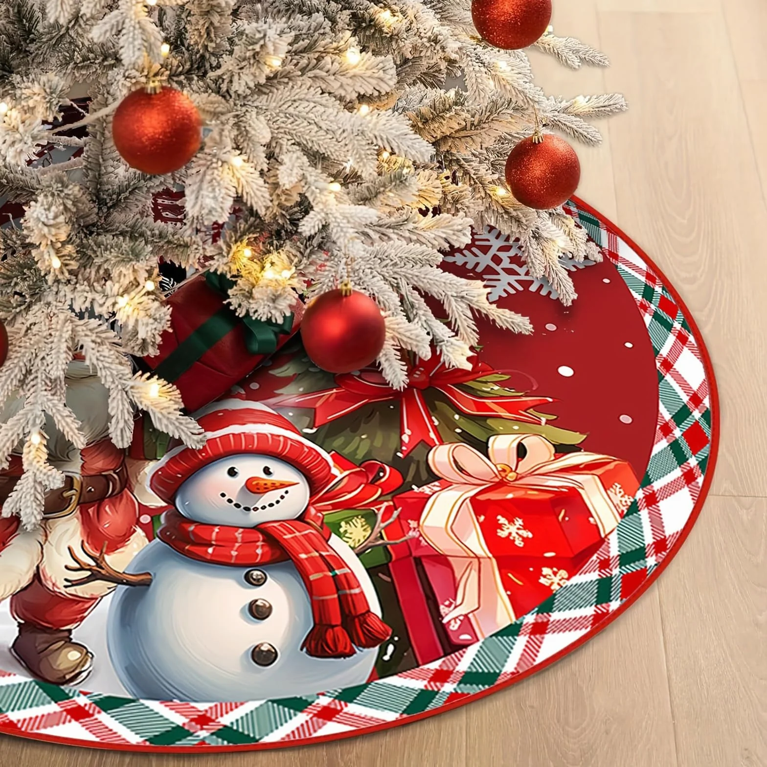 90cm Grande Gonna Albero di Natale, Tappetino per albero di Natale Pupazzo di Neve, Copertura per Albero diNatale, Rotonda Tappetino per Copertura Base Babbo Nataleper Decorazioni Natalizie