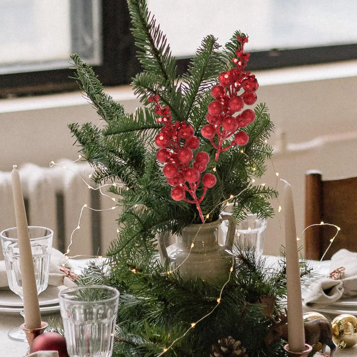 Ipetboom Simulated Snow Berry Tread - 10 Pezzi Bacche Artificiali Rosse Per Decorazioni Natalizie Ghirlande E Feste Ideali Per Decorare Alberi Di Natale E Creare Atmosfere Festive
