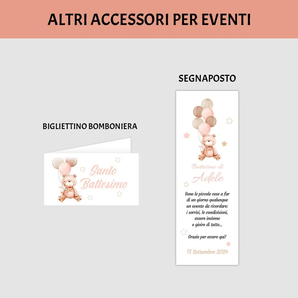 Cormar INVITO BATTESIMO PRIMO COMPLEANNO BIMBA PERSONALIZZATO 30 PEZZI