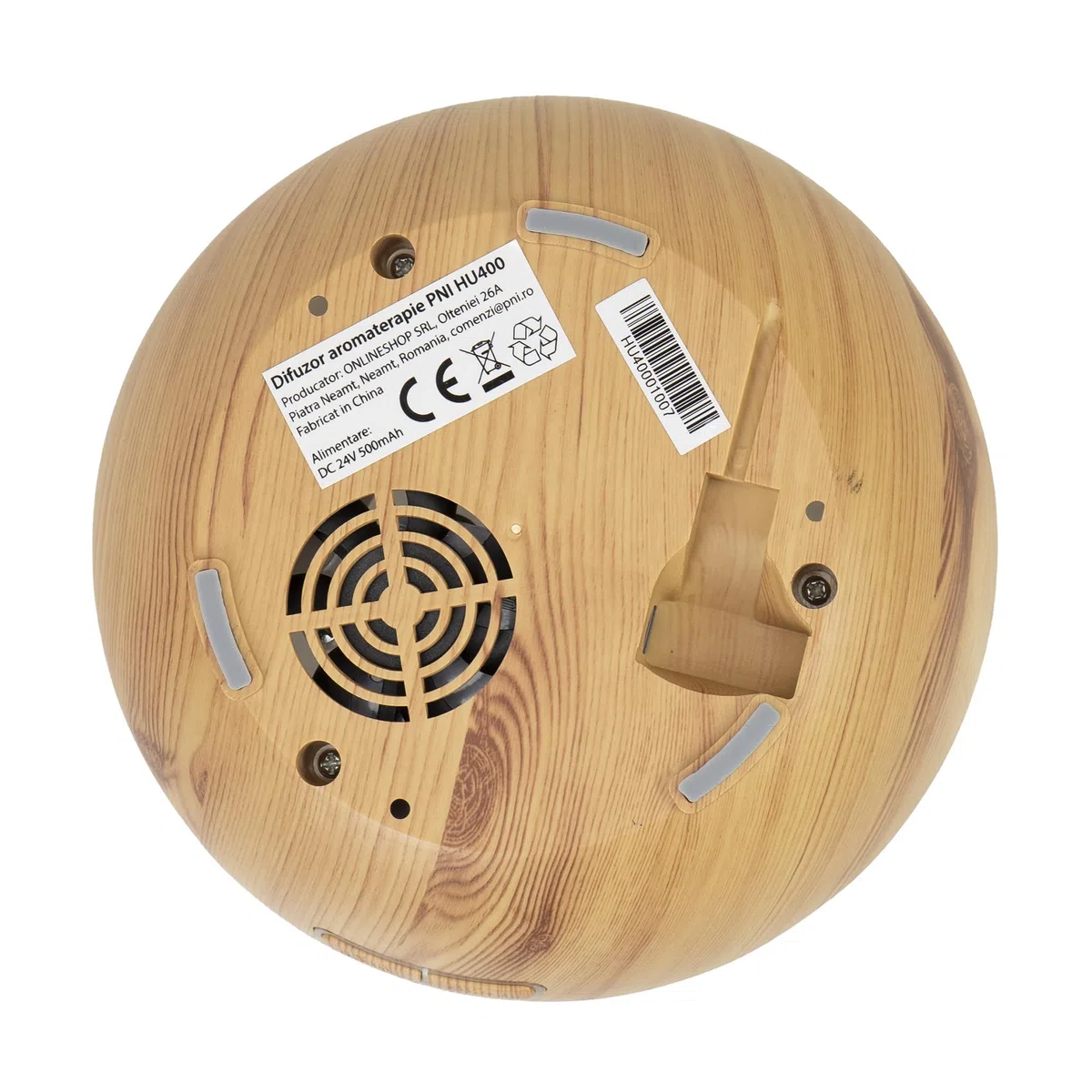 Diffusore per aromaterapia PNI HU400 per oli essenziali, con ultrasuoni, 400 ml, timer, 7 colori LED, chiusura automatica, illuminazione in legno