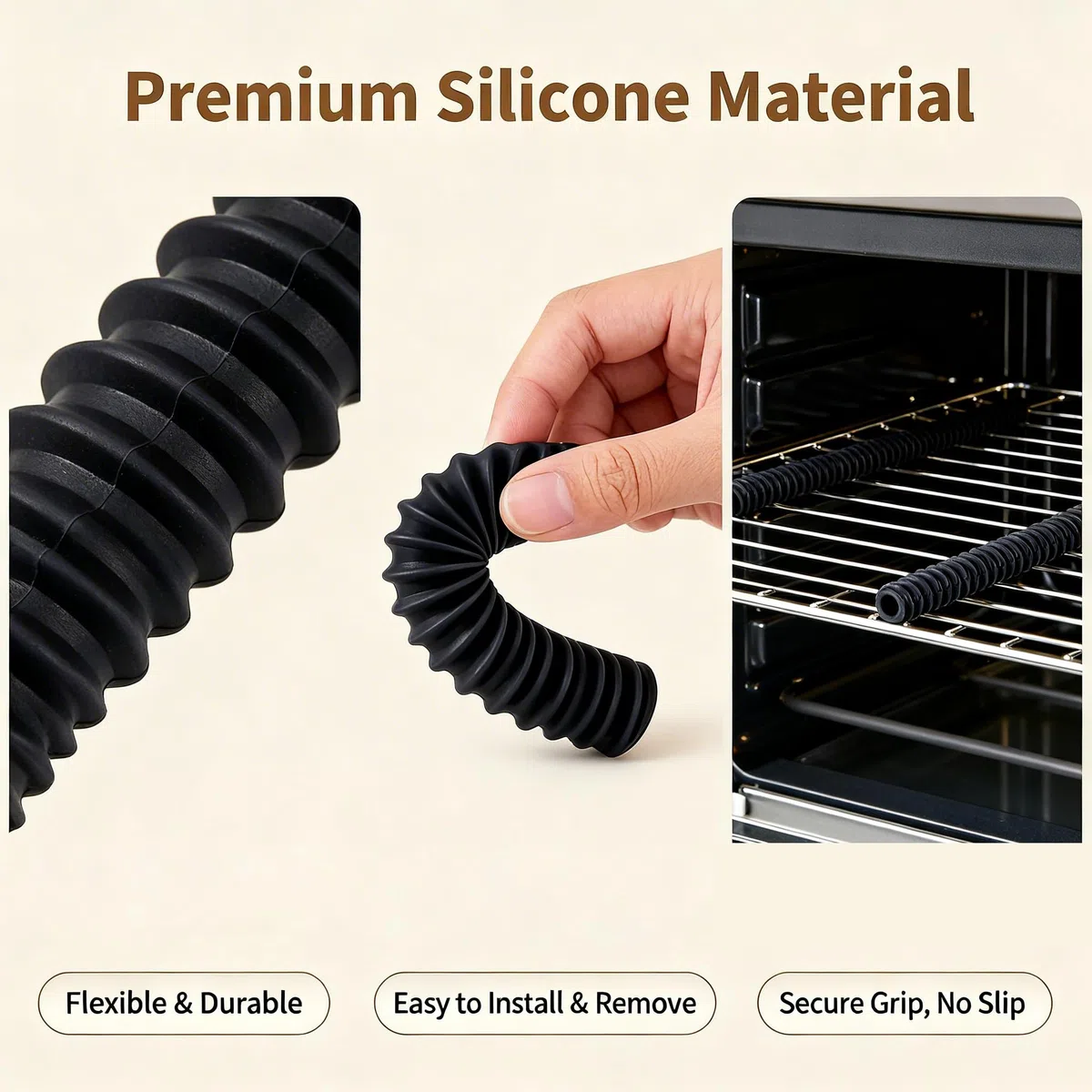 4 protezioni in silicone per griglia del forno, resistenti al calore, coperture per staffe di sicurezza per forno interno, protezioni per bordi di cottura per proteggere dalle ustioni (nero)