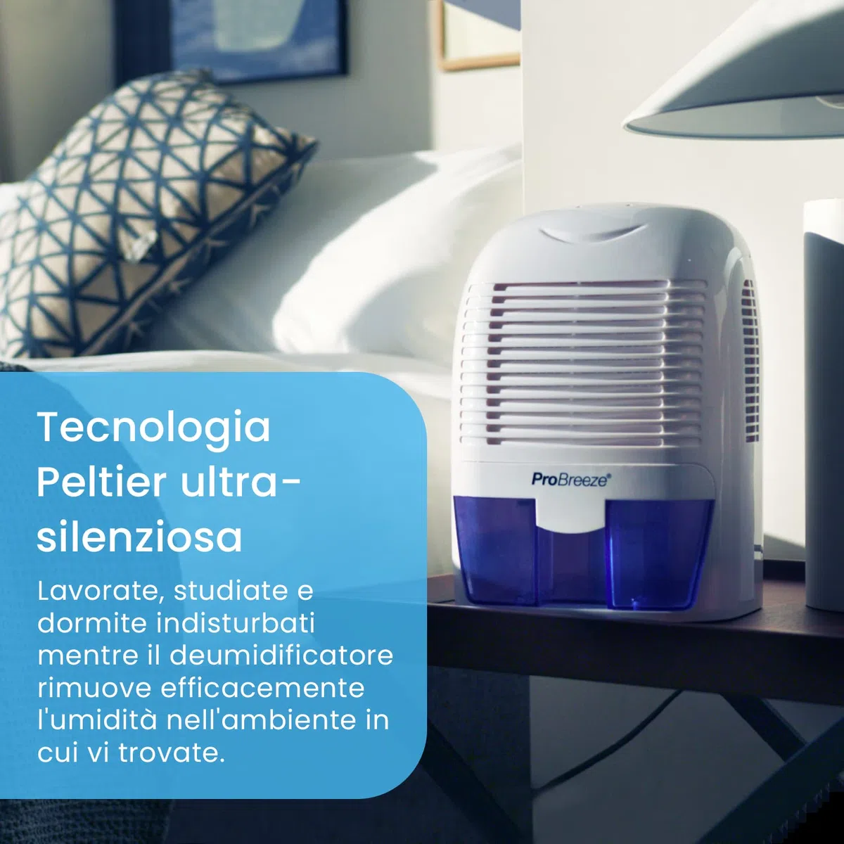 Pro Breeze Mini Deumidificatore Portatile da 1500ml per Umidità e Muffa in Casa, Cucina, Camera da Letto, Roulotte, Ufficio e Garage