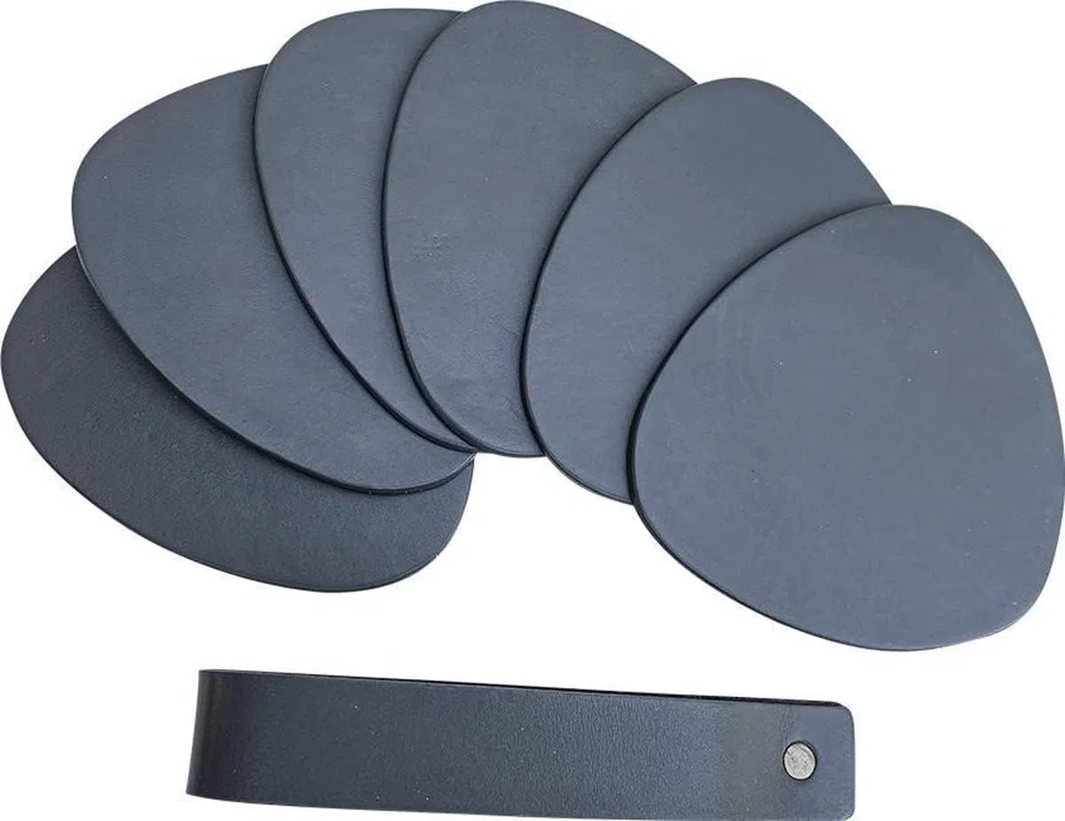 Brute Strength - Sottobicchieri in pelle pieno fiore - Grigio - Semicircolare - 6 pezzi - Sottobicchiere ovale per vetro - Sottobicchieri per bevande - include supporto