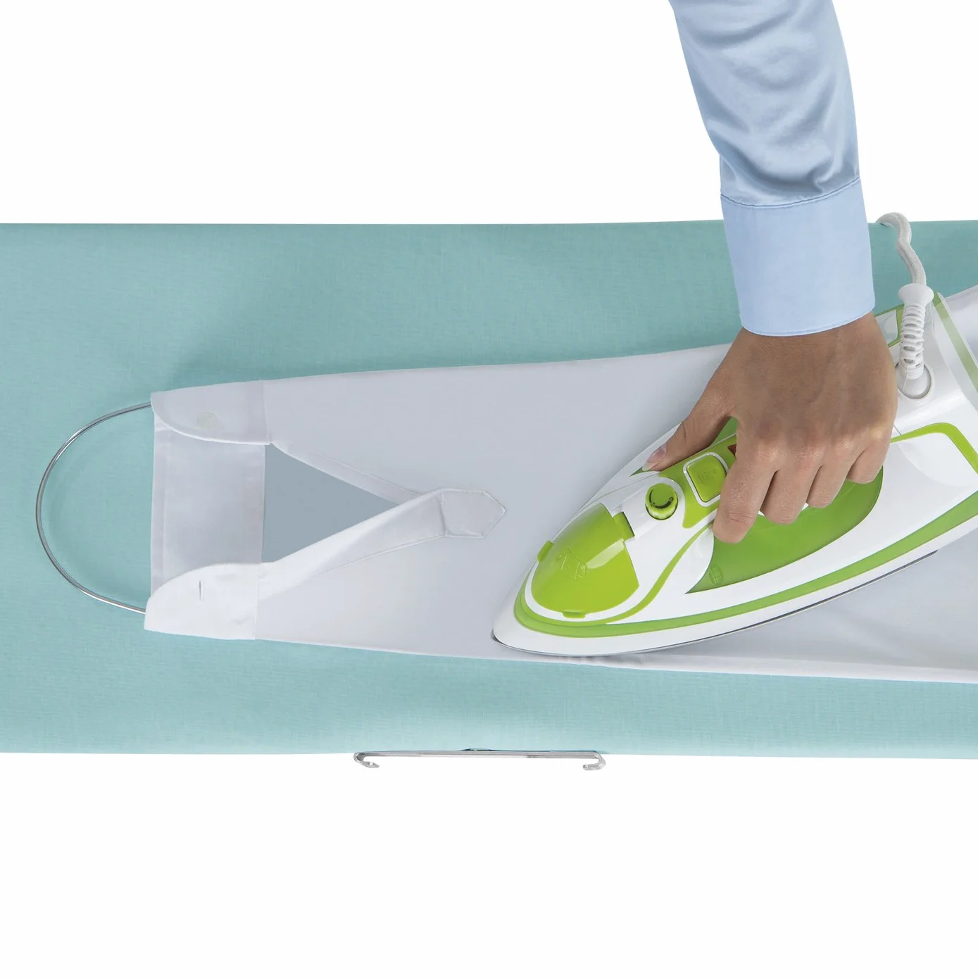 Assistente per stirare le maniche della camicia senza pieghe, con supporto magnetico, in acciaio inox