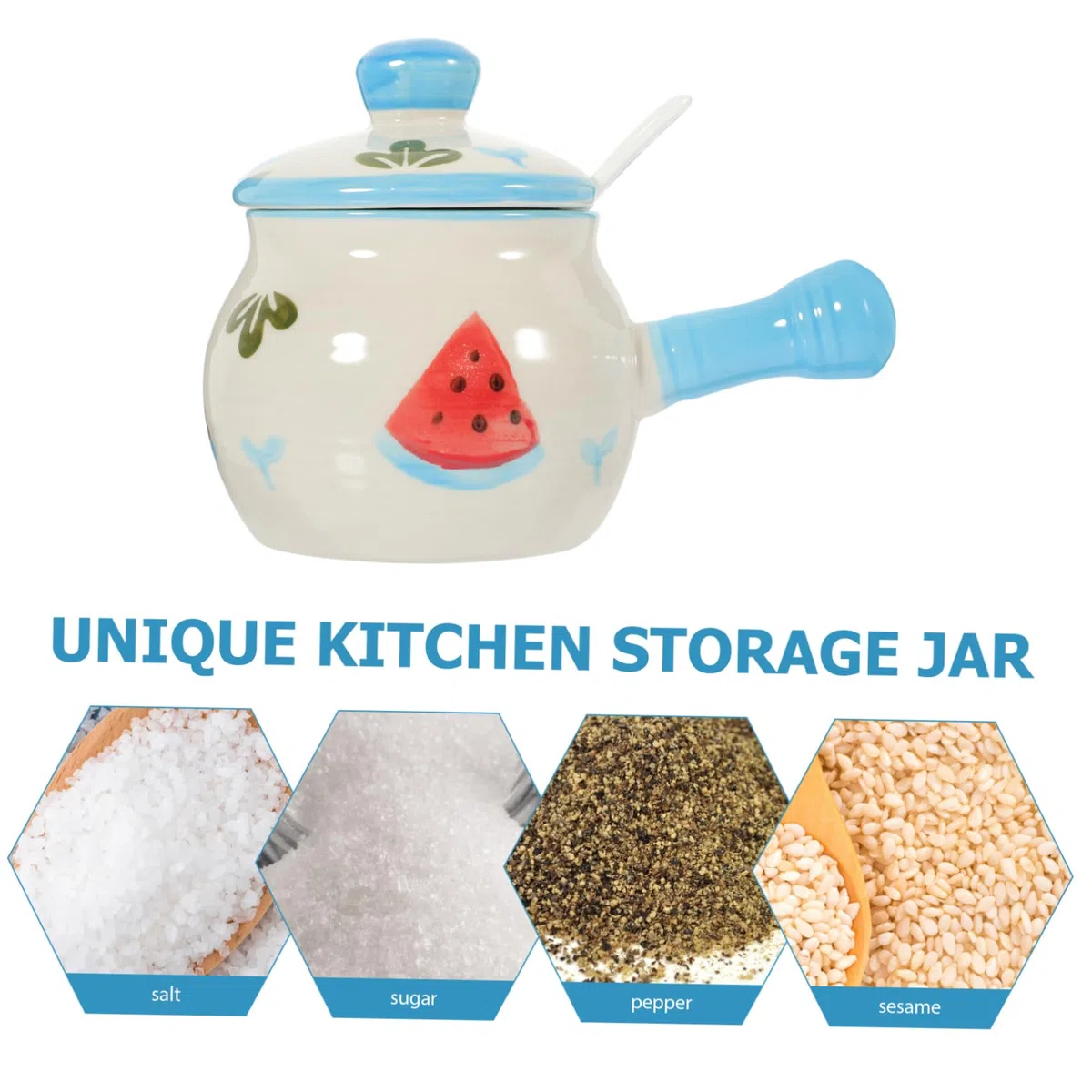COLLBATH Barattolo Per Condimento in Materiale Refrattario Manico e Coperchio, Contenitore Per Strutto e Spezie Da Cucina, Vaso Per Zucchero e Sale, Contenitore Di Stoccaggio Per Ambienti d