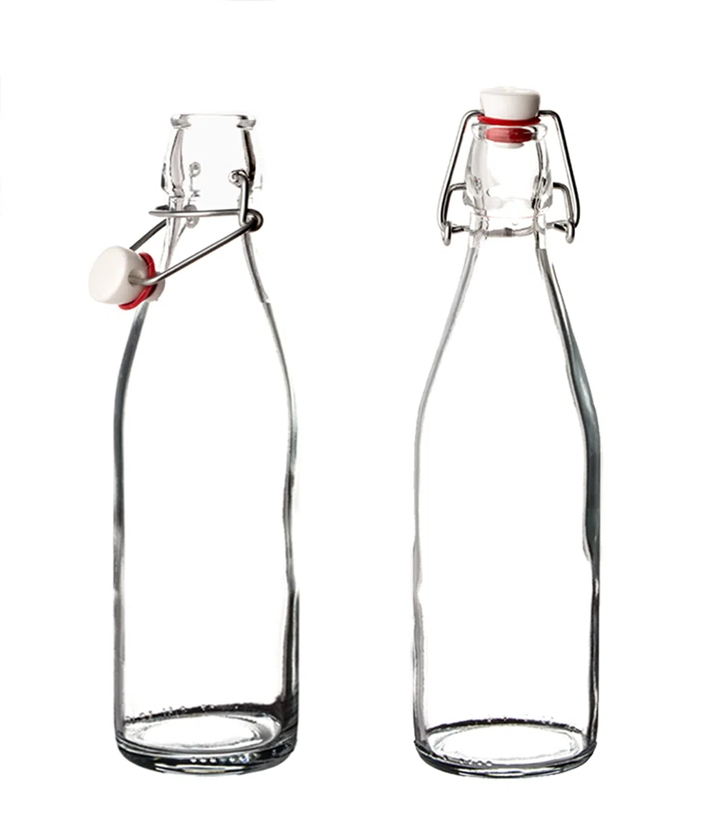 Bormioli - Bottiglie di vetro con chiusura ermetica 'Giara', 12 pezzi | Capacità: 500 ml | Altezza totale: 26,5 cm | Perfette per olio, grappa o per servire acqua, succhi di frutta e vino