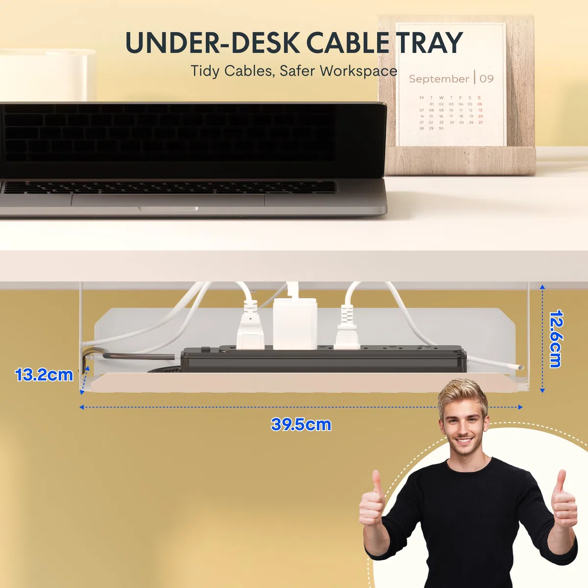 FLEXISPOT Scrivania Regolabile in Altezza Basic – Con Gestione Cavi, Ganci e Piano Monoblocco, Scrivania Ergonomica per Home Office (120x60 cm, Bianco)