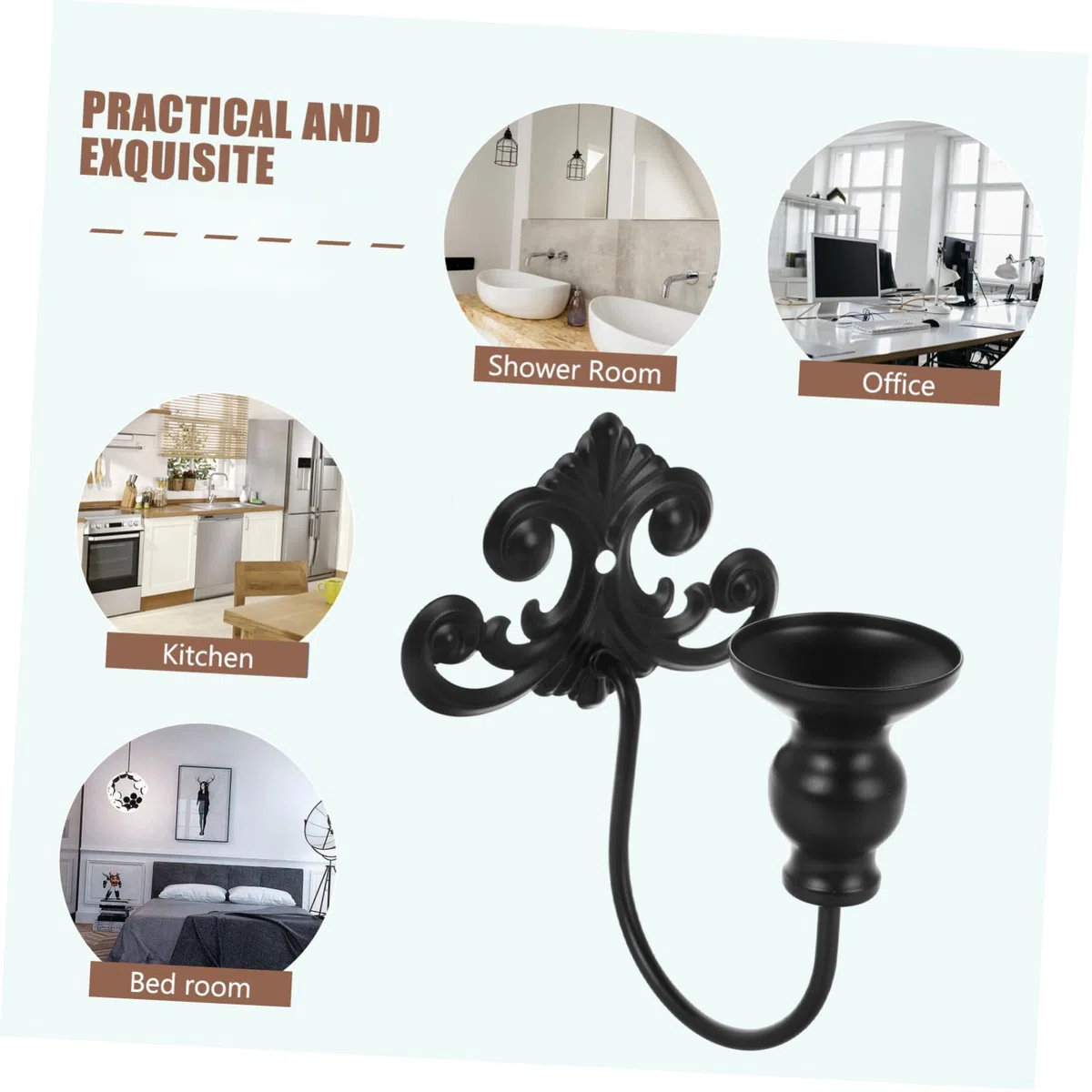 Didiseaon Applique da Muro in Ferro Nero Design Classico e Raffinato, Portacandele da Muro per Decorazioni Murali Soggiorno, Uso Multi-Room e Sicurezza Migliorata