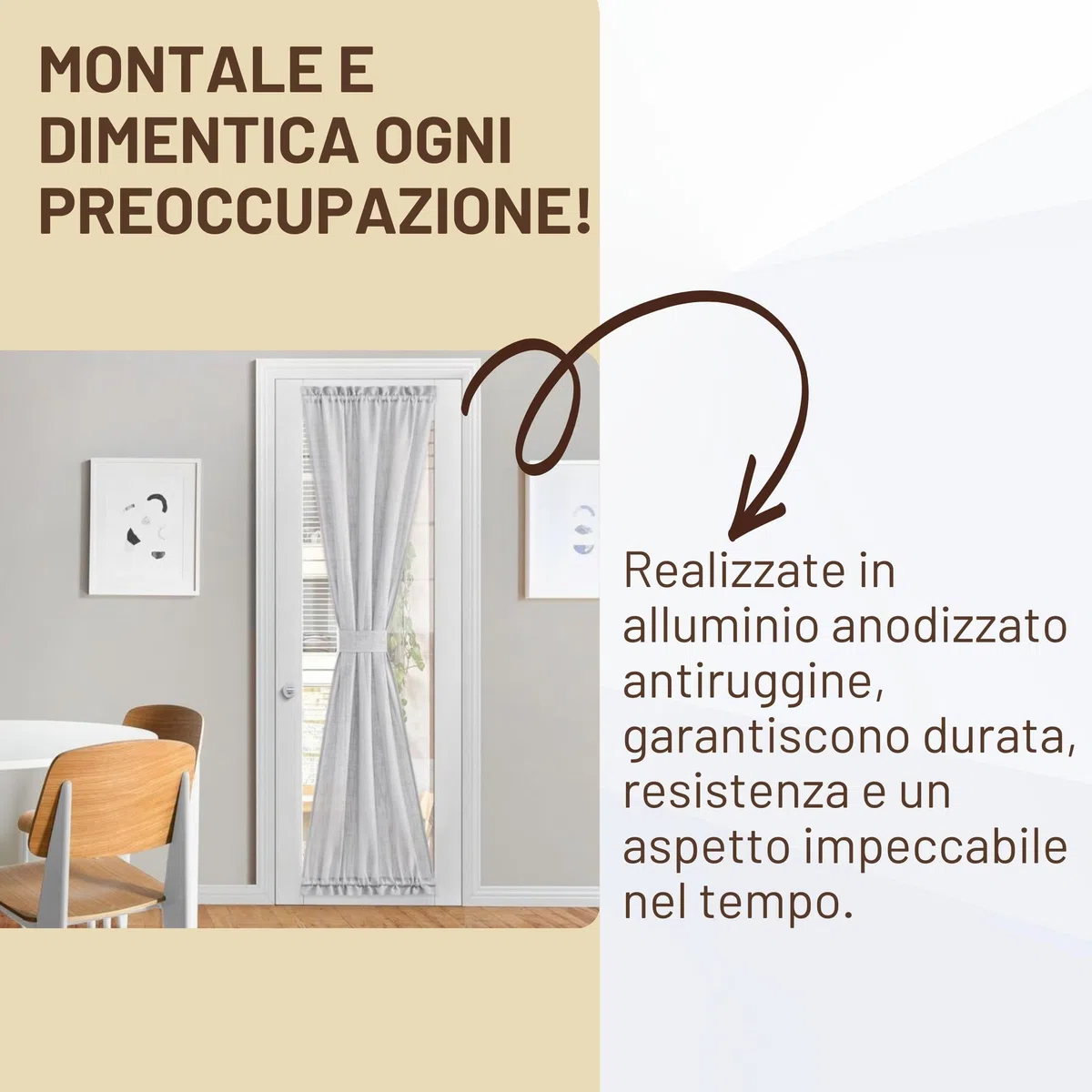 SONIT – Set 2 Bastoni Tende a Pressione da 40a 60 cm, Bastoni per Tende a Vetro Estensibili, Bacchette per Tendaggi Interni Senza Forare, Aste Regolabili in Alluminio per Finestre
