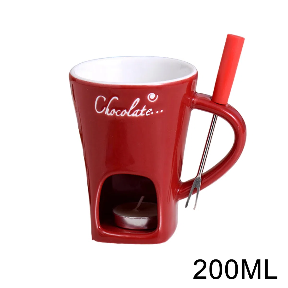 Generico Tazzas per Fonduta al Cioccolato con Forchette, Tazzas per Sciogliere Il Cioccolato, T-azzas da caffè in Ceramica, Set di Candeles da tè E Pentolino per Riunioni di Famiglia
