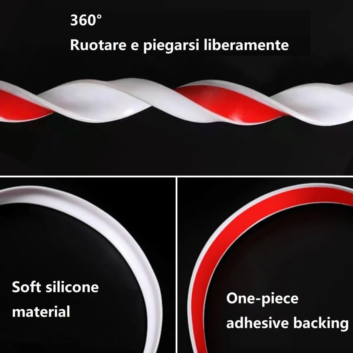 Strisce Impermeabili in Silicone per cucine e bagni, Fermi d'Acqua autoadesivi in Silicone, Fermi Doccia per cabine Doccia, lavandini, Bordi di vasche da Bagno (Grigio, 105CM)