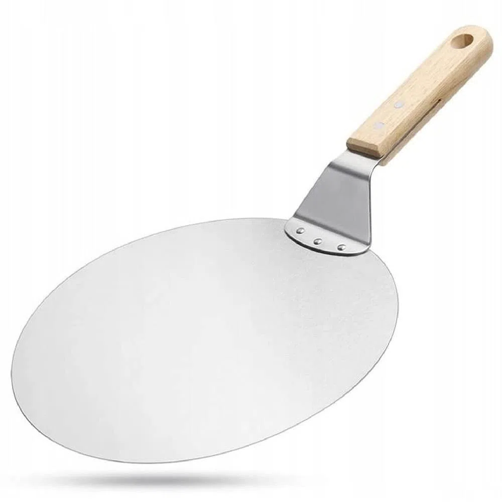 Vetrineinrete® Pala per Pizza pizze in Acciaio con Manico in Legno spatola Rotonda per Forno Ø 30,5 cm Paletta per rustici Dolci