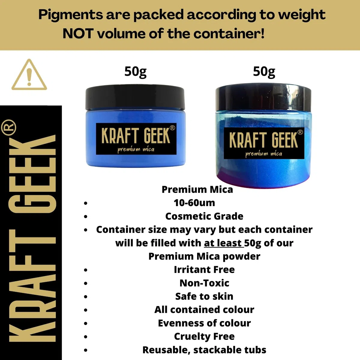 KRAFT GEEK Polvere di mica rossa Premium Mars 50g. Colorante in polvere per pigmenti di resina epossidica Coloranti naturali per saponi, candele, melma, bombe da bagno, trucco, unghie, tessuti, tintur