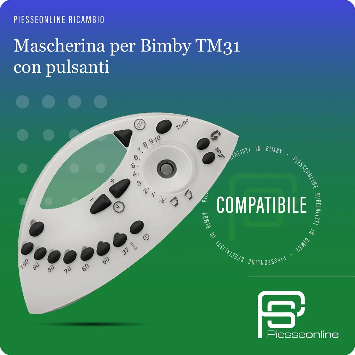 Mascherina Bimby TM31 Compatibile - Facile da Installare - Completa di Tasti - Protegge il Robot da Cucina da Schizzi e Umidità - Aderenza Perfetta, Stabile e Resistente