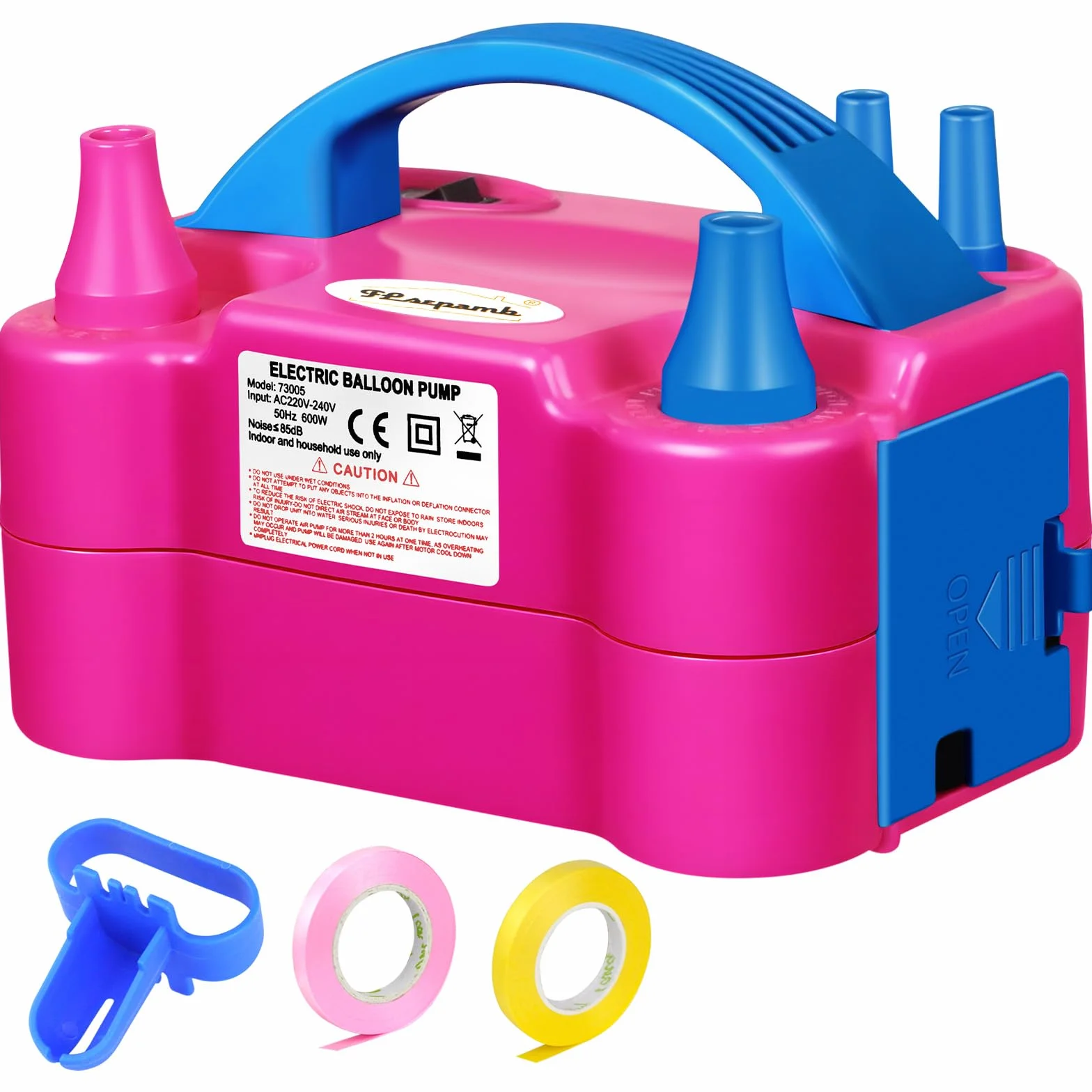 Pompa Elettrica per Palloncini 600W, 2 Modalità, Ugelli per Decorazioni Feste