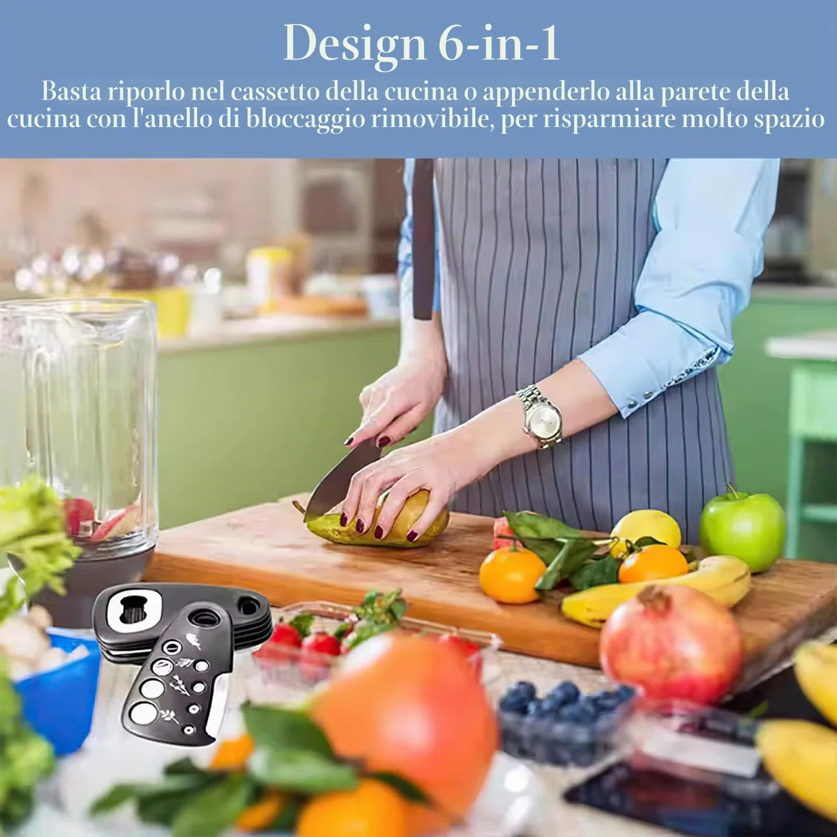 6in1 Gadget da Cucina Portatile, Set di Gadget da Cucina in Acciaio Inox Grattugia per Formaggio Sbucciatore di Erbe Apribottiglie Sbucciatore di Frutta, Forniture da Cucina per Camper e Campeggio