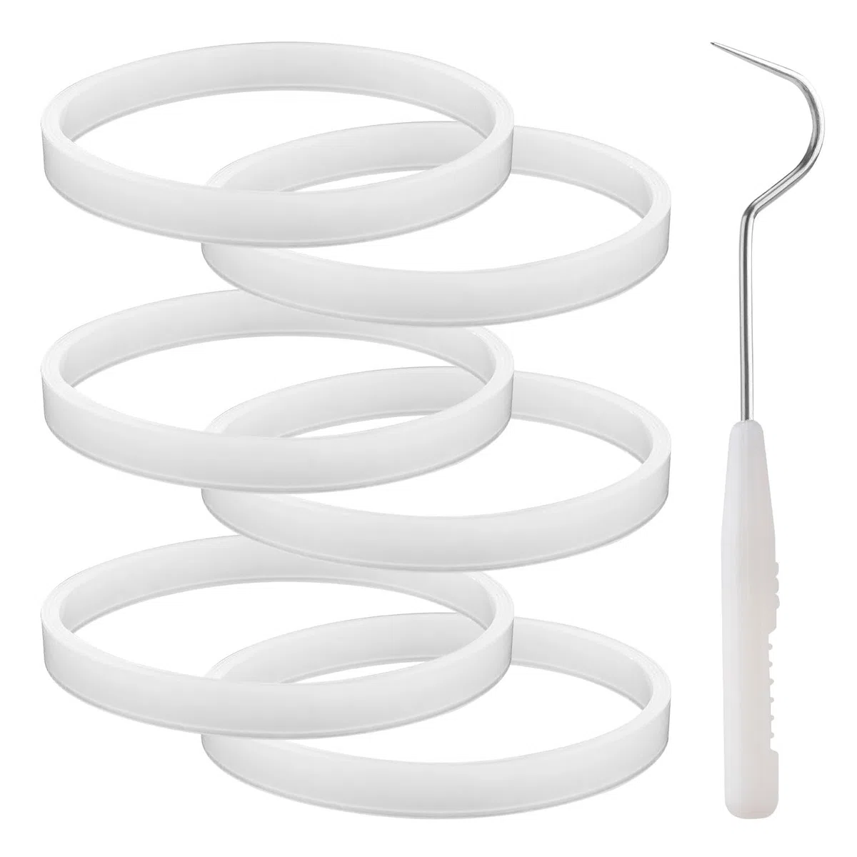 6 pz Guarnizioni per Frullatore Nutri Ninja, 10cm Bianco Guarnizioni in Silicone O-ring Parti di Ricambio con Gancio per Estrattore Ninja Auto-iQ Pro CT680 BL456-30 BL480 BL681A BL682 BL640