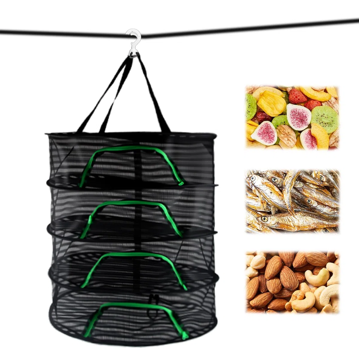 4 StratiRete Essiccazione Sospesa, Pieghevole Asciugatura, Essiccazione Alimenti, Erbe, Verdure, Frutta, Fiori, Carne e Indumenti