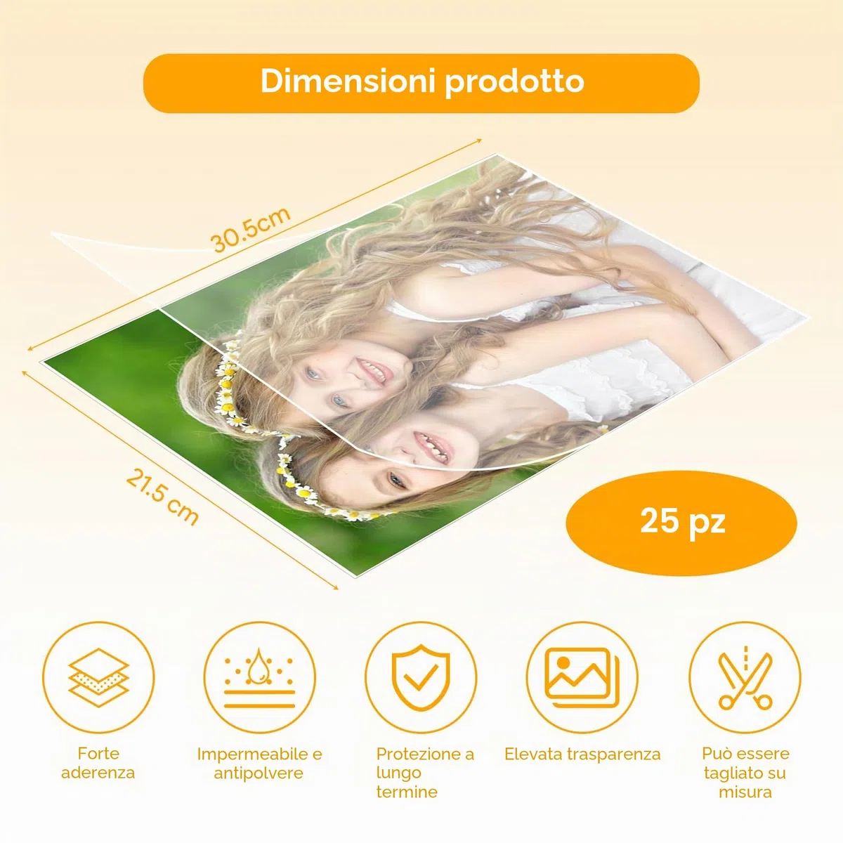 25 pellicole autoadesive per laminazione a freddo, formato A4, trasparente, per laminazione a freddo, autoadesive, impermeabili, per foto, copie, menu, manuale fai da te