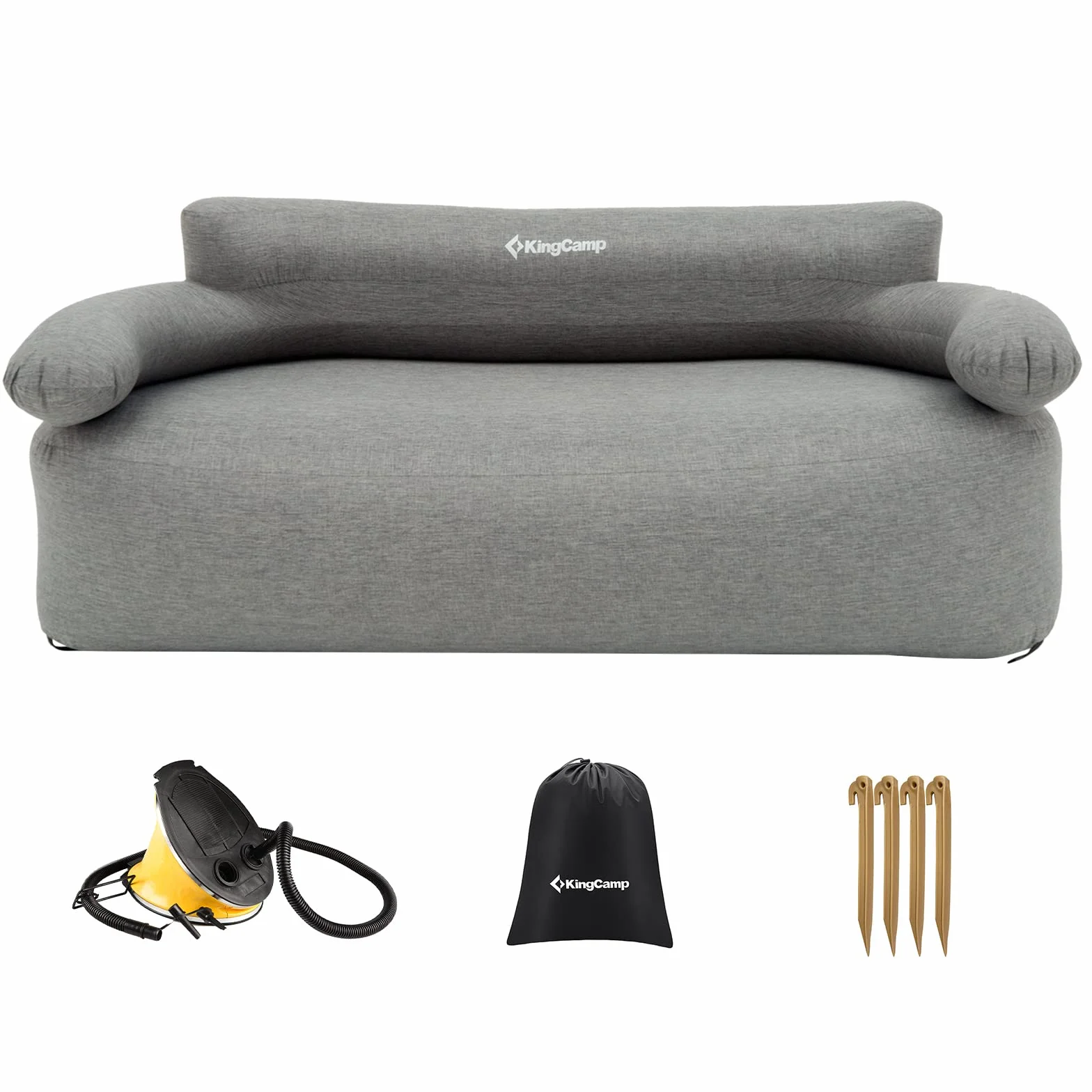 KingCamp Divano Gonfiabile ad Aria 2 Posti, con Pompa a Pedale, Alta Qualità Robusto, Copertura Esterno in Tessuto Rimovibile Lavabile, Adatto per Campeggio, Casa, Giardino, Festival Musicale ecc.