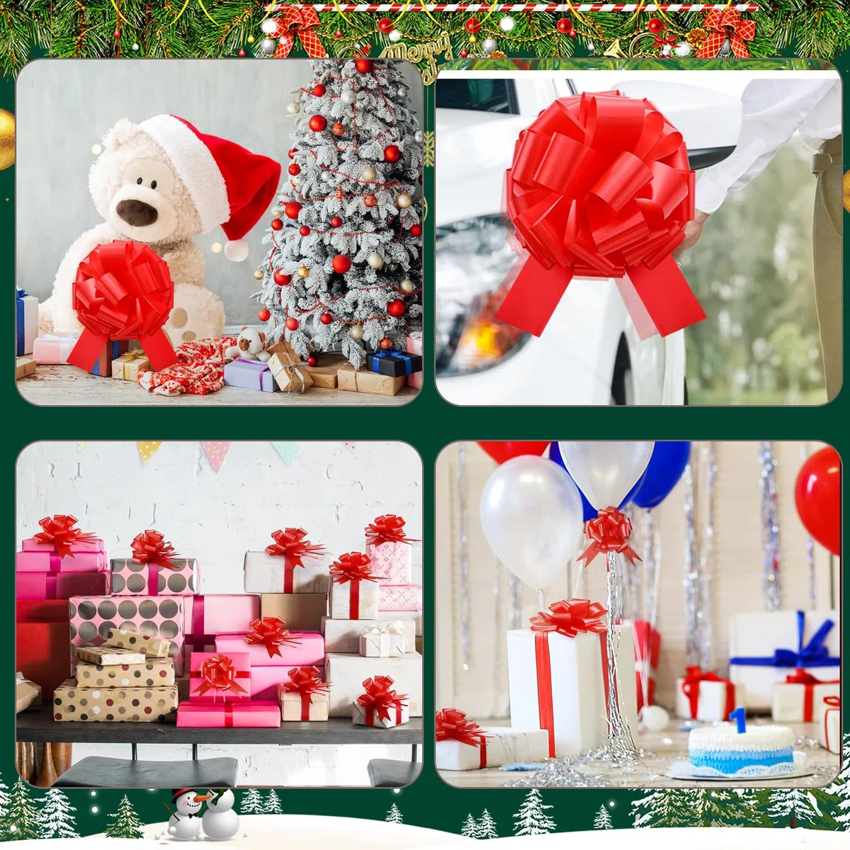 30 PCS Fiocchi Auto Matrimonio Rosso, Fiocco Matrimonio Auto, Fiocchi Rossi Laurea, coccarde per pacchi Regalo per Pacchi Regalo Coccarde Auto-tiranti Fiocchi da Tirare per Regali, Matrimoni