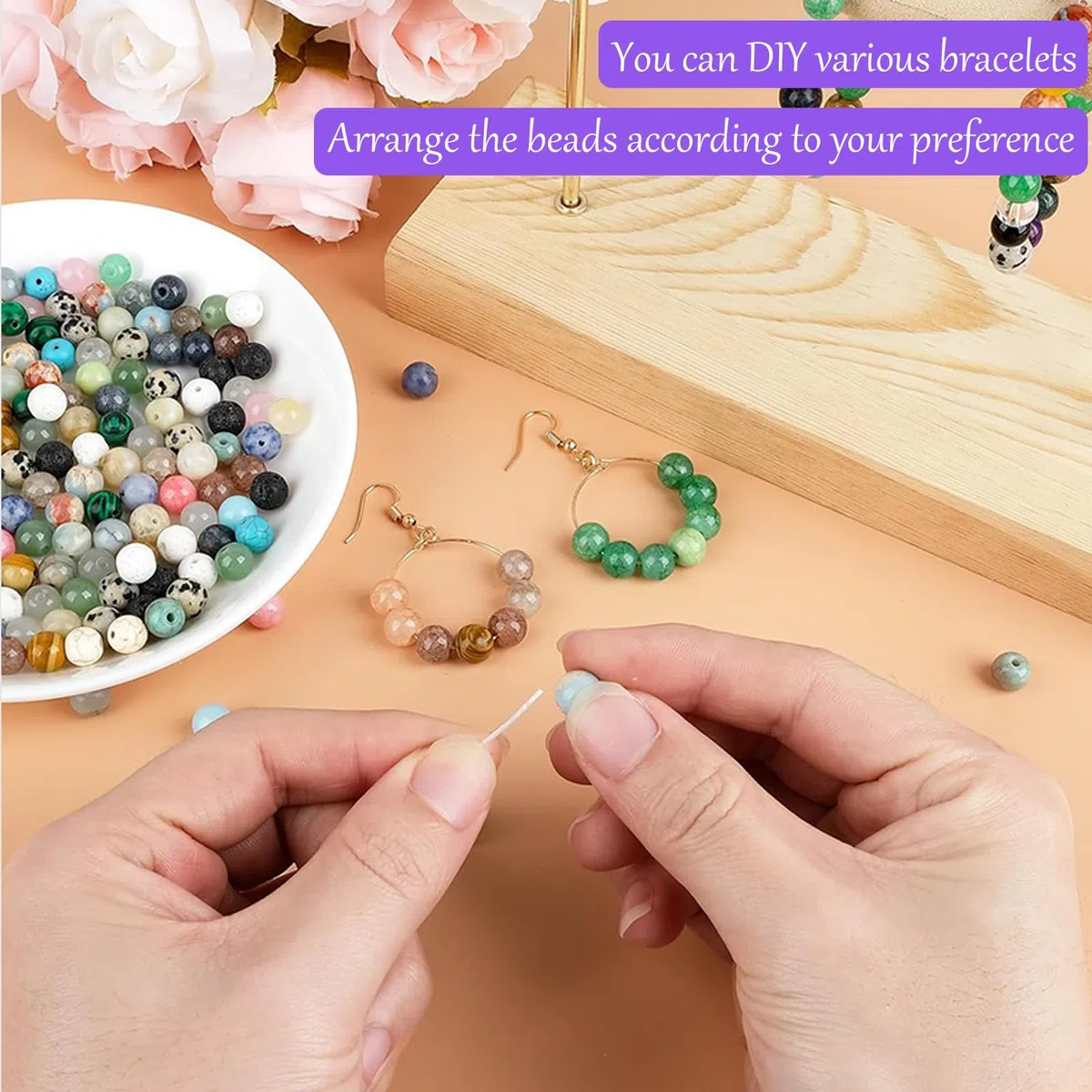 200 Pezzi 8mm Perline per Bigiotteria Fai Da Te, Perline per Braccialetti, Colorate Beads Tonde Set, Kit Braccialetti Fai Da Te per Bigiotteria Gioielli Collane Adulti Artigianato DIY